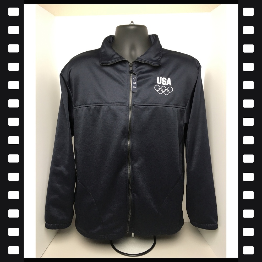 USA~Olympic~Committee~Jacket~Large~L~Navy~Blue~